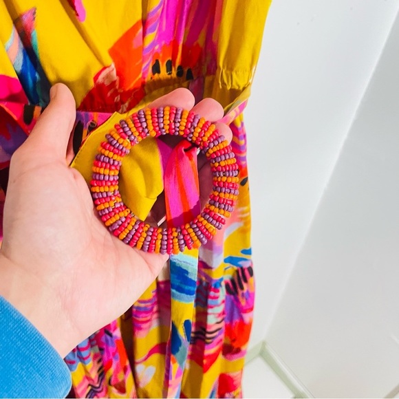 NEW FARM Rio Neon Macaws Tiered Maxi Dress Resortwear Vacation Tropical Bohemian - Picture 4 of 13